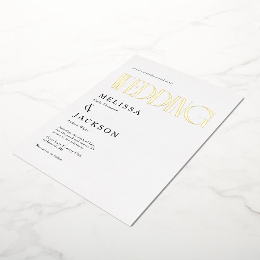 Minimalistische Chic Huwelijk Folie Uitnodiging (Gedraaid)