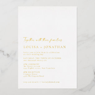 Minimalistische Chic Klassieke Script Bruiloft Wit Folie Uitnodiging