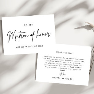 Minimalistische Chic naar My Matron of Honor Weddi Bedankkaart