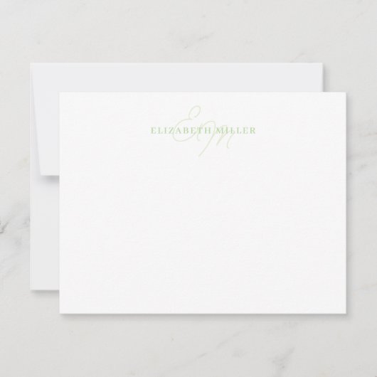 Minimalistische Chic Pastel Green 2 Script Monorgr Notitiekaartje (Voorkant)