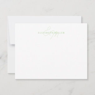 Minimalistische Chic Pastel Green 2 Script Monorgr Notitiekaartje