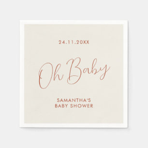 Minimalistische Chic Script ivoorkleurige Oh Baby Servet