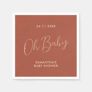 Minimalistische Chic Script terracotta Oh Baby Sho Servet