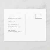 Minimalistische Chic White Marble Beweging Aankondigingskaart (Achterkant)