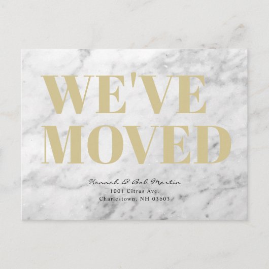 Minimalistische Chic White Marble Beweging Aankondigingskaart (Voorkant)