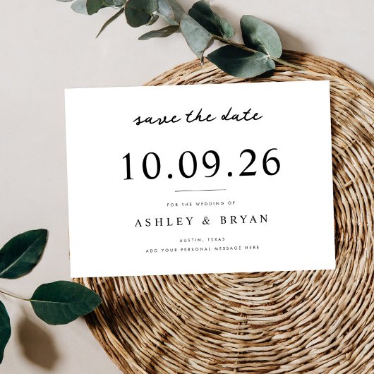 Minimalistische chique bruiloft bewaar de datum save the date