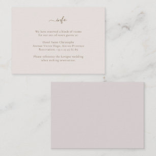 Minimalistische chique gouden blush bruiloft hotel informatiekaartje