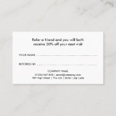 Minimalistische chique parelrand aanbevelingskaartje (Achterkant)