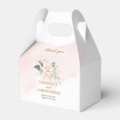 Minimalistische chique roze rozen eucalyptus goude bedankdoosjes (Voorkant Zijde)