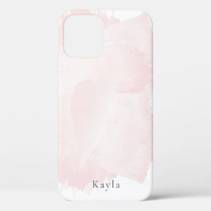Minimalistische chique Waterverf roze penseelstrek iPhone 12 Hoesje