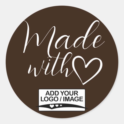 Minimalistische chocolade bruin gemaakt met liefde ronde sticker