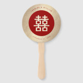 Minimalistische Cirkel dubbel geluk Chinese bruilo Handwaaier (Voorkant)