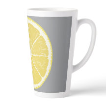 Minimalistische citroenschijf op grijze Latte-mok
