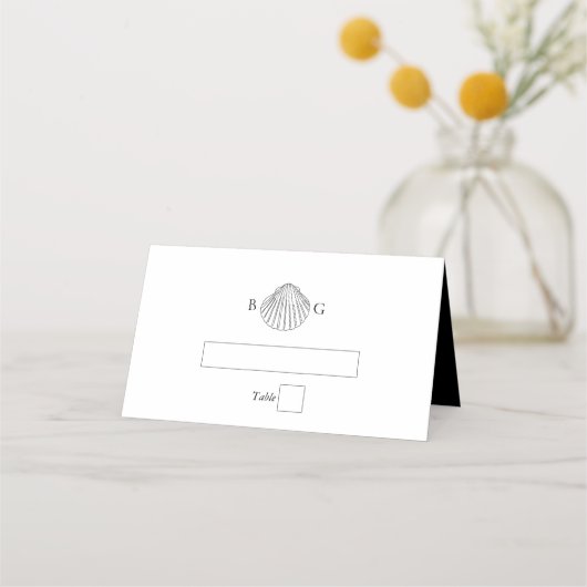 Minimalistische Clam Seashell Monogram Bruiloft (Voorkant)