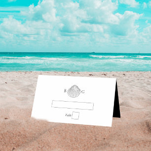 Minimalistische Clam Seashell Monogram Bruiloft