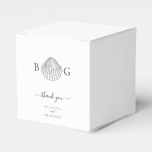 Minimalistische Clam Seashell Monogram Bruiloft Bedankdoosjes
