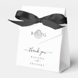 Minimalistische Clam Seashell Monogram Bruiloft Bedankdoosjes