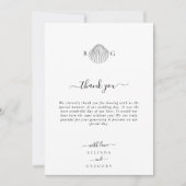 Minimalistische Clam Seashell Monogram Bruiloft Bedankkaart (Voorkant)