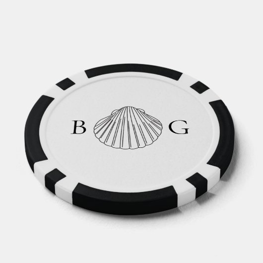 Minimalistische Clam Seashell Monogram Bruiloft Fa Poker Chips (Enkel)