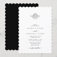 Minimalistische Clam Seashell Monogram Bruiloft