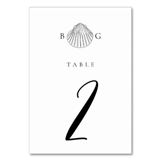 Minimalistische Clam Seashell Monogram Bruiloft Kaart (Achterkant)