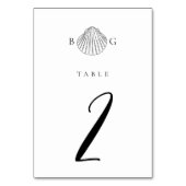 Minimalistische Clam Seashell Monogram Bruiloft Kaart (Voorkant)
