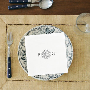 Minimalistische Clam Seashell Monogram Bruiloft Servet