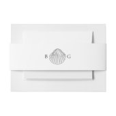 Minimalistische Clam Seashell Monogram Bruiloft Uitnodigingen Wikkel (Voorkant Voorbeeld)