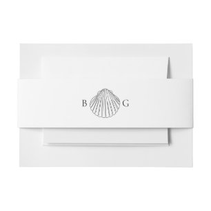 Minimalistische Clam Seashell Monogram Bruiloft Uitnodigingen Wikkel