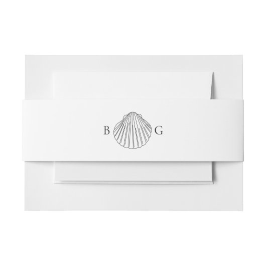 Minimalistische Clam Seashell Monogram Bruiloft Uitnodigingen Wikkel (Voorkant Voorbeeld)