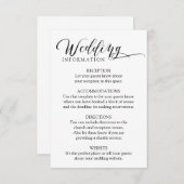 Minimalistische Classic Calligrafie Wedding Insert Informatiekaartje (Voorkant / Achterkant)