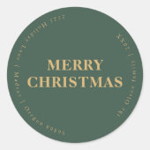 Minimalistische Classic Christmas Green Envelope A Ronde Sticker (Voorkant)