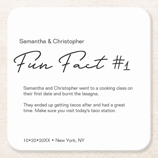 Minimalistische Classic Zwart Wit leuk feit Bruilo Vierkante Kartonnen Onderzetter (Voorkant)