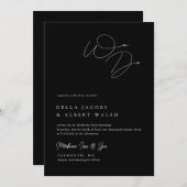Minimalistische Classy Calligraphy Black Wedding Kaart (Voorkant / Achterkant)