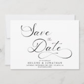 Minimalistische Classy Zwart Wit Elegant Huwelijk Save The Date (Voorkant)