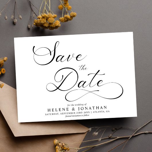 Minimalistische Classy Zwart Wit Elegant Huwelijk Save The Date