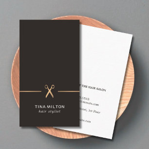 Minimalistische Clean Faux Gold Black Hair Stylist Visitekaartje
