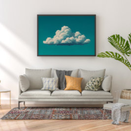 Minimalistische Cloud Wall Art voor serene woonrui Foto Afdruk
