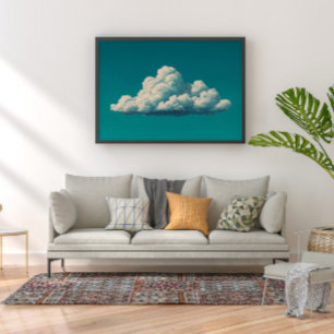 Minimalistische Cloud Wall Art voor serene woonrui Foto Afdruk