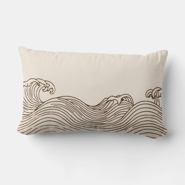 Minimalistische Coastal Waves Decor Sierkussen Kussen (Achterkant)