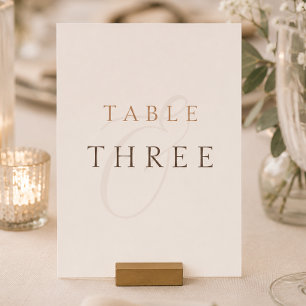 Minimalistische Cocoa Bruine Huwelijk Tafel Nummer Kaart