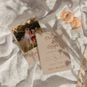 Minimalistische Cocoa Cream Photo Boho Modern Wedd Kaart