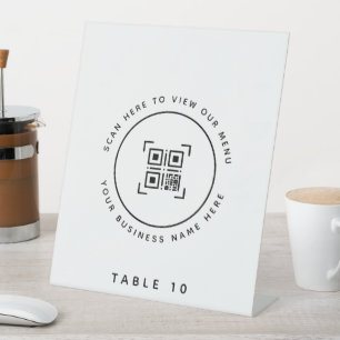 Minimalistische contactloze QR-code Menu Table Bus Reclamebord Met Voetstuk