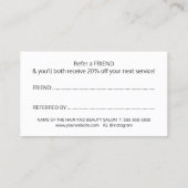 Minimalistische Cool Bold Ivoor Zwart Wit Salon Aanbevelingskaartje (Achterkant)