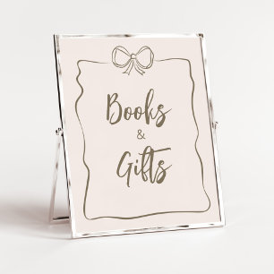 Minimalistische Coquette Baby shower Boeken en Ges Poster