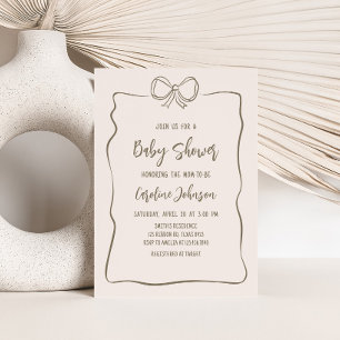 Minimalistische Coquette Baby shower Kaart