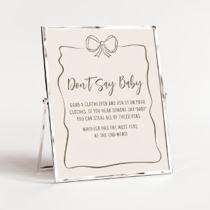 Minimalistische Coquette Baby shower Zeg geen Baby Poster