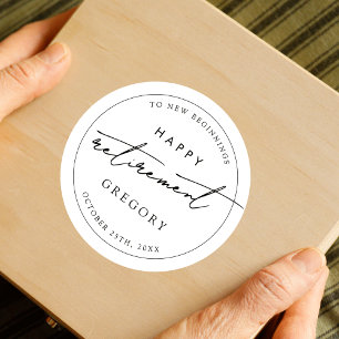 Minimalistische Corporate Black White Retirement P Ronde Sticker