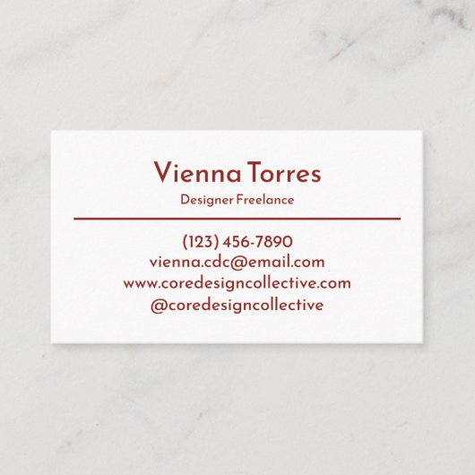Minimalistische Creatieve Slank Wit Rood Modern Cl Visitekaartje (Voorkant)