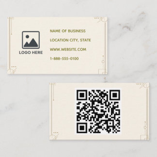 Minimalistische Crème Geometrische QR Code Zakelij Visitekaartje